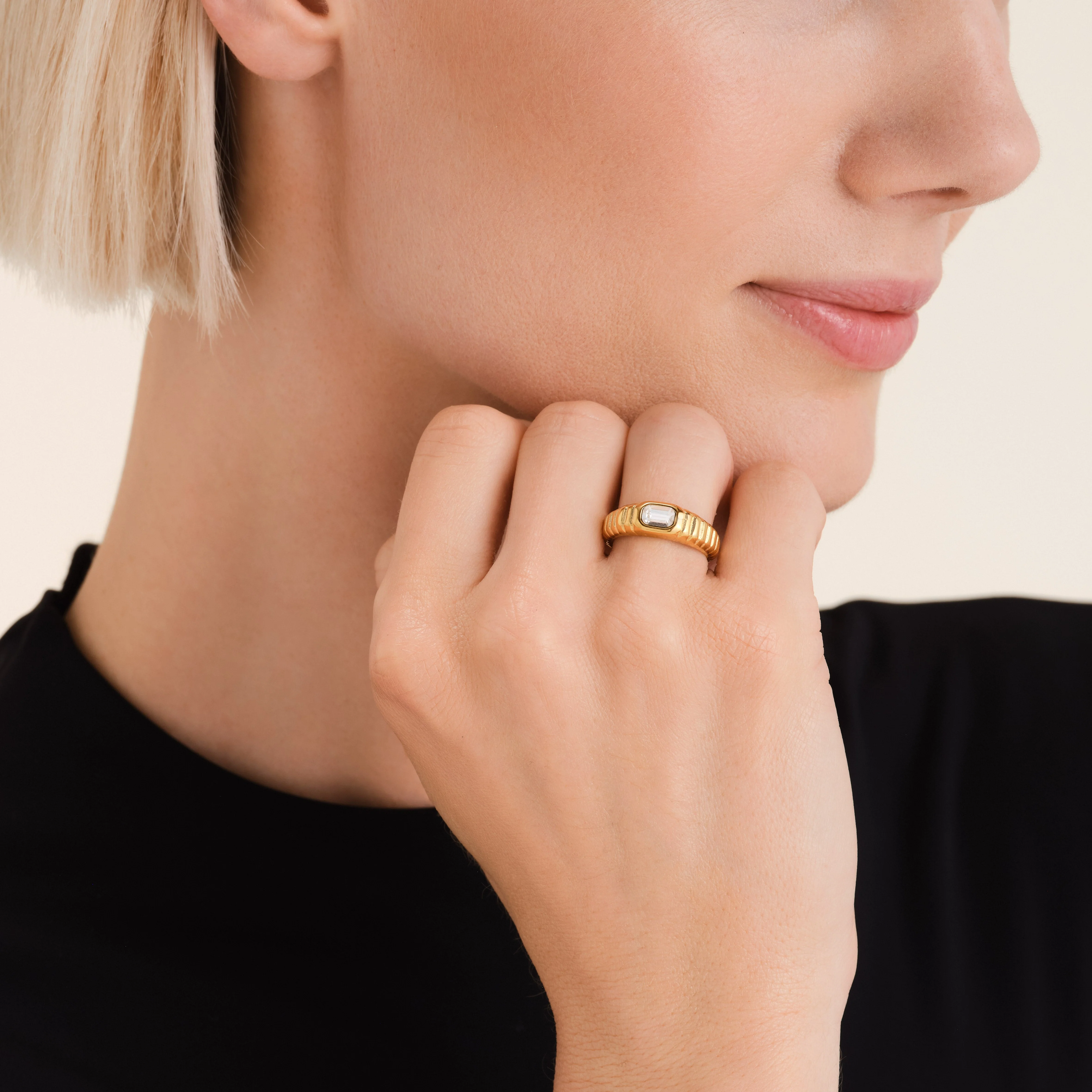 Octagon Ridged Ring - Image 2