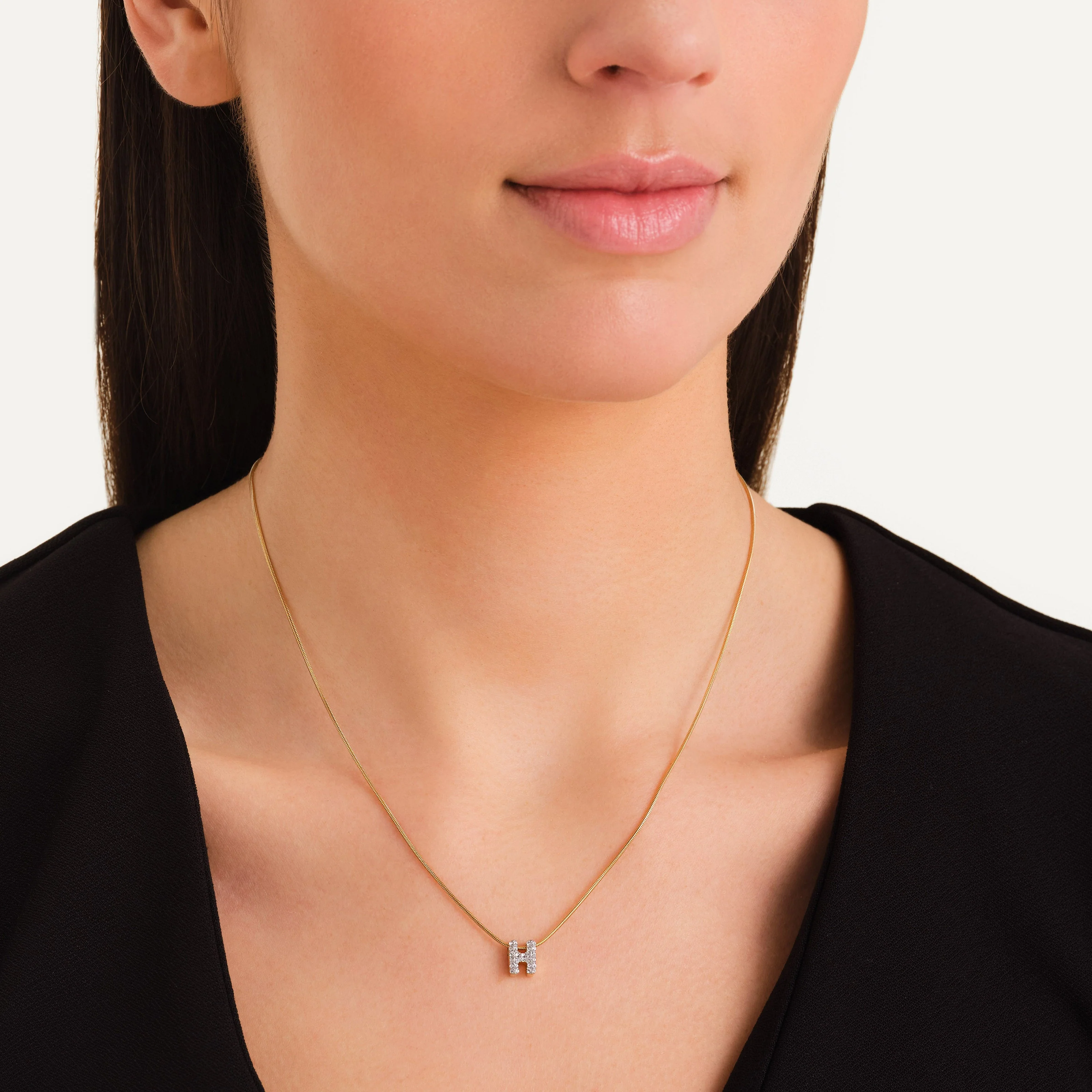 Crystal Letter H Necklace - Image 2