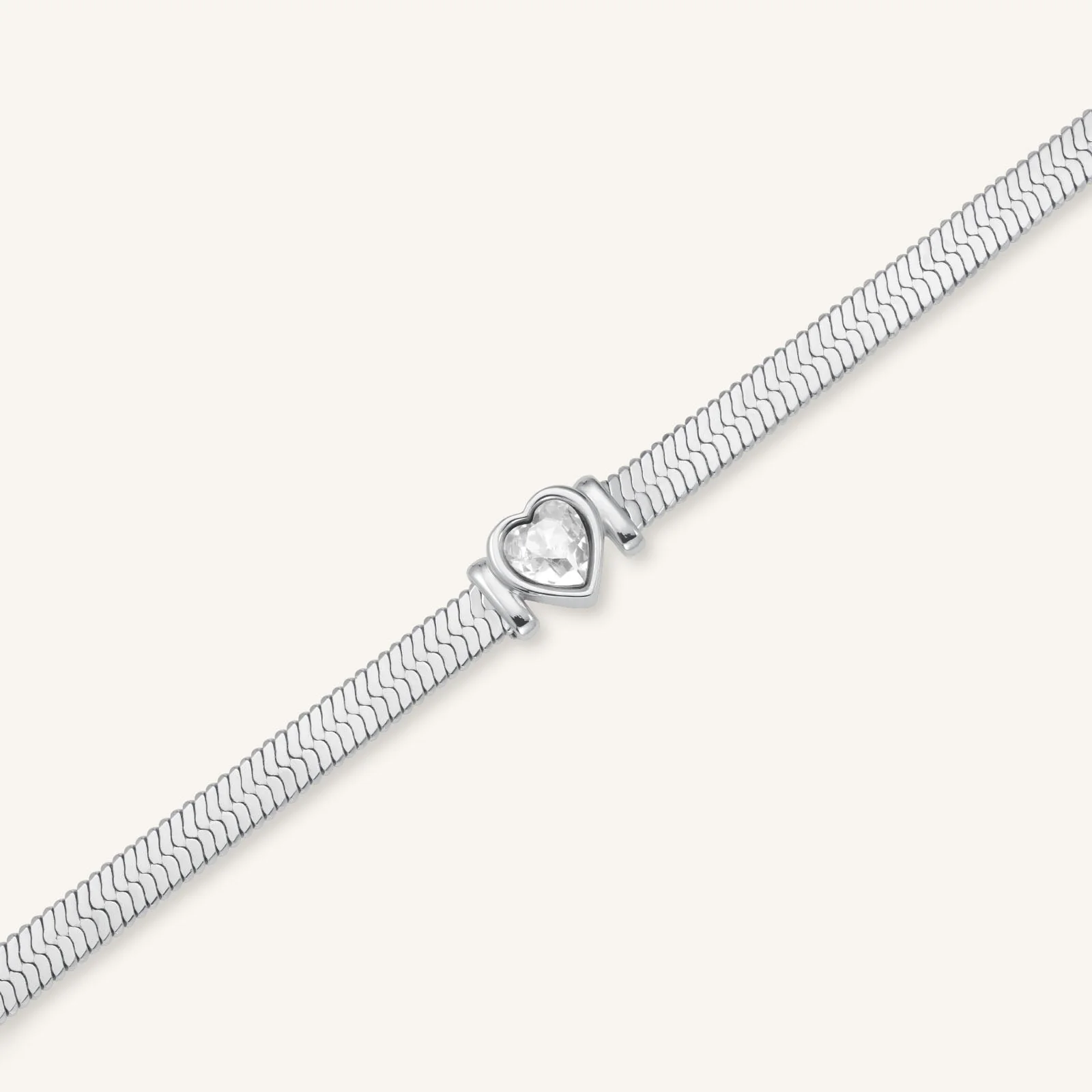 Snake Heart Bracelet Silver - Image 3